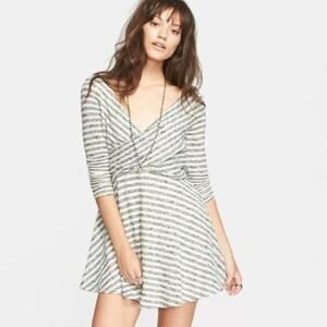 Free People Stripe Mini Dress Grey White